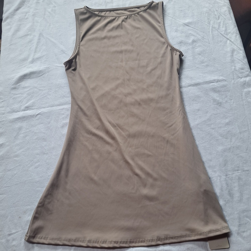 Musera  Womens Tan Sleeveless Boat Neck A-Line Mini Dress Size M CN168756
